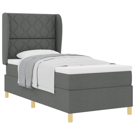 Box spring seng med hovedgærde Mørkegrå 200 x 90 cm Stof