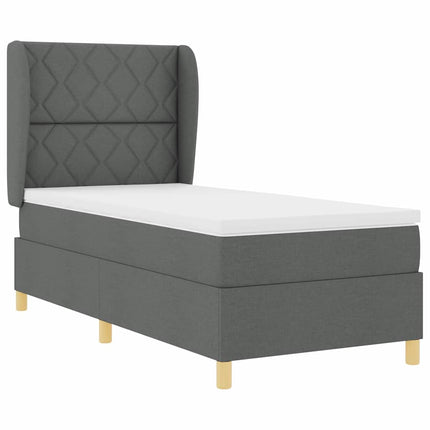 Box spring seng med hovedgærde Mørkegrå 200 x 90 cm Stof