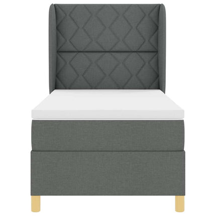 Box spring seng med hovedgærde Mørkegrå 200 x 90 cm Stof