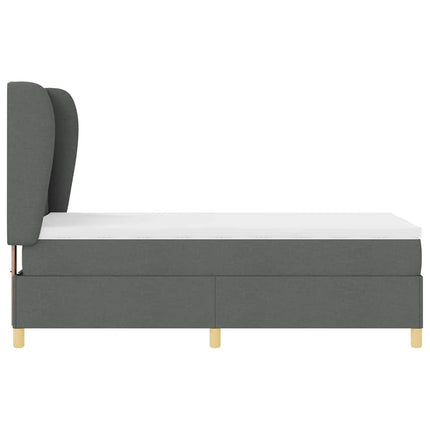 Box spring seng med hovedgærde Mørkegrå 200 x 90 cm Stof
