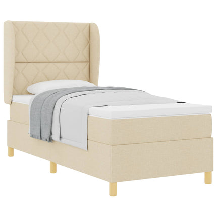 Box spring seng med hovedgærde Creme 200 x 90 cm Stof