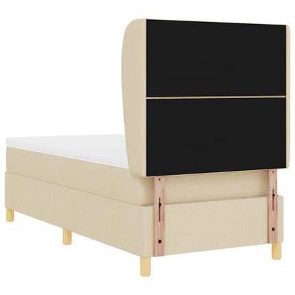 Box spring seng med hovedgærde Creme 200 x 90 cm Stof