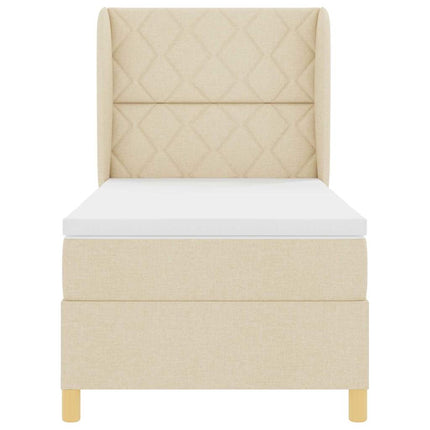 Box spring seng med hovedgærde Creme 200 x 90 cm Stof