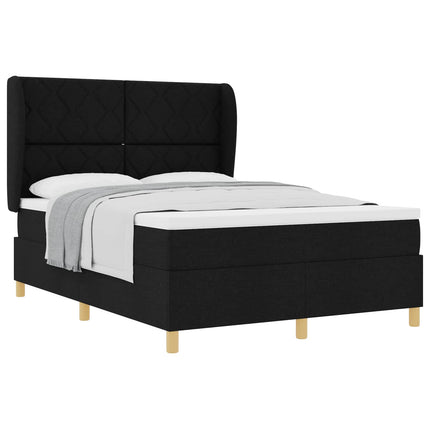 Box spring seng med hovedgærde Sort 190 x 140 cm Stof