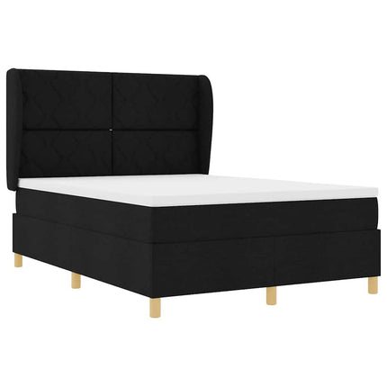 Box spring seng med hovedgærde Sort 190 x 140 cm Stof