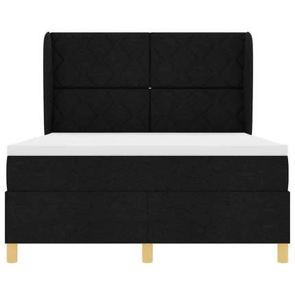 Box spring seng med hovedgærde Sort 190 x 140 cm Stof