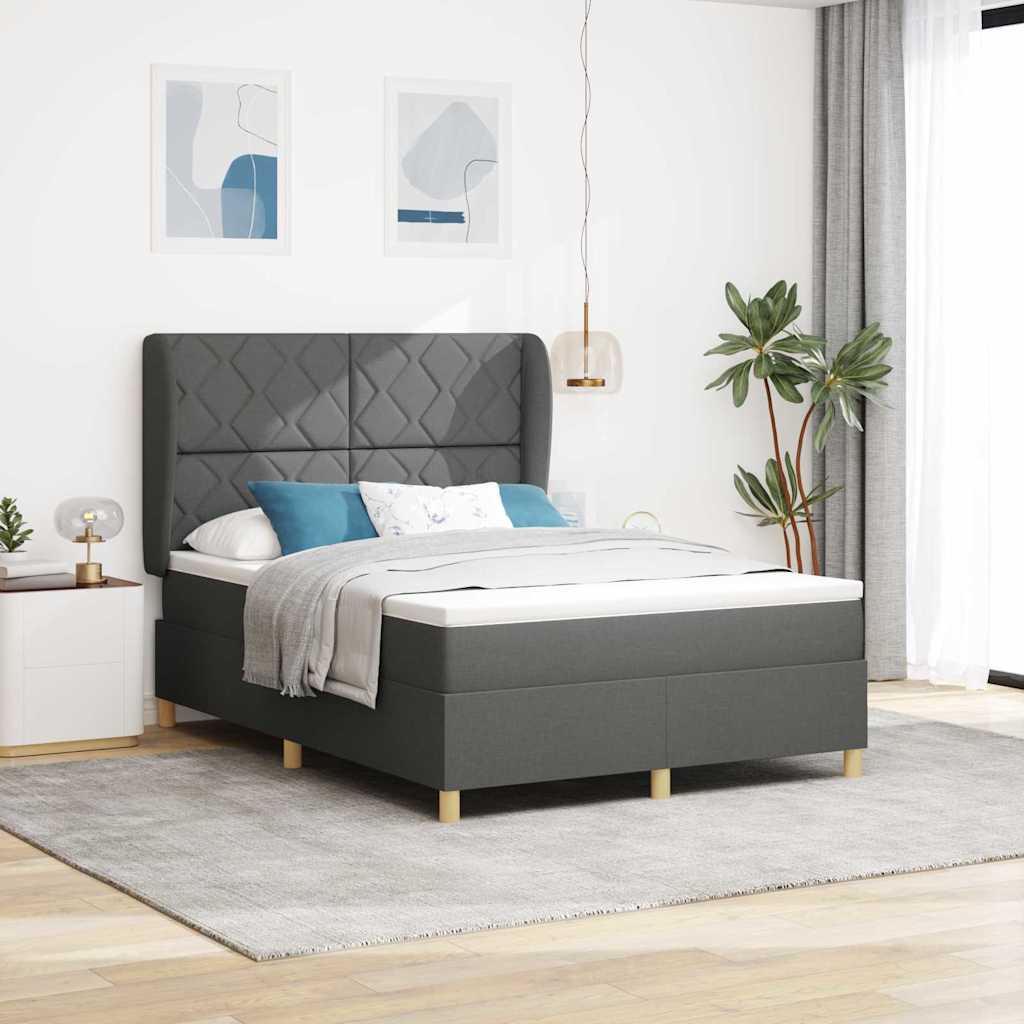 Box spring seng med hovedgrde Mrkegr 200 x 160 cm Stof