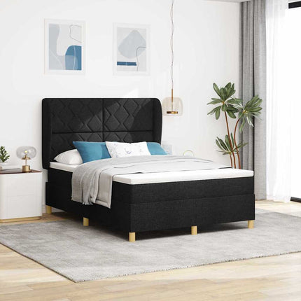 Box spring seng med hovedgærde Sort 200 x 160 cm Stof