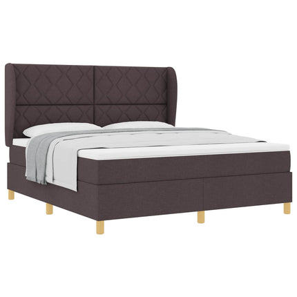 Box spring seng med hovedgærde Mørk Brun 200 x 180 cm Stof