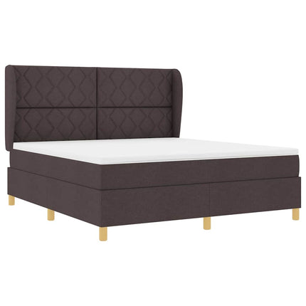 Box spring seng med hovedgærde Mørk Brun 200 x 180 cm Stof