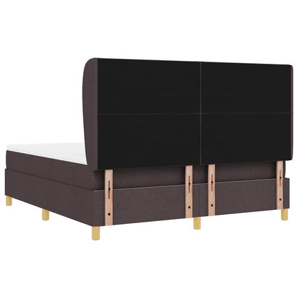 Box spring seng med hovedgærde Mørk Brun 200 x 180 cm Stof