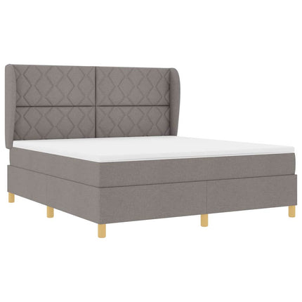 Box spring seng med hovedgærde Gråbrun 200 x 180 cm Stof
