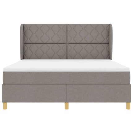 Box spring seng med hovedgærde Gråbrun 200 x 180 cm Stof