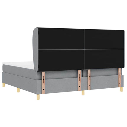 Box spring seng med hovedgærde Lysegrå 200 x 200 cm Stof