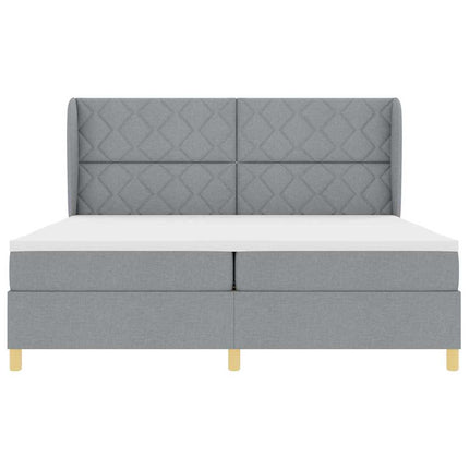 Box spring seng med hovedgærde Lysegrå 200 x 200 cm Stof