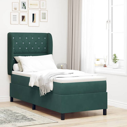 Box spring seng med hovedgærde Mørkegrøn 200 x 80 cm Fløjl