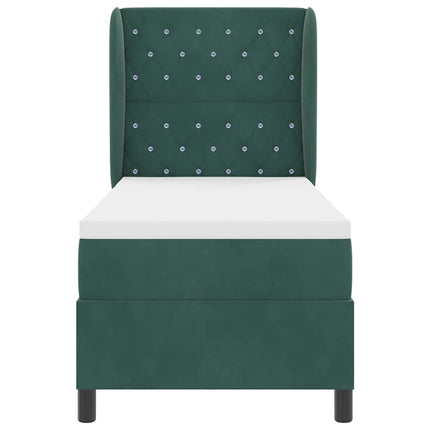 Box spring seng med hovedgærde Mørkegrøn 200 x 80 cm Fløjl