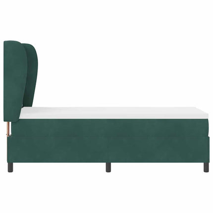 Box spring seng med hovedgærde Mørkegrøn 200 x 80 cm Fløjl