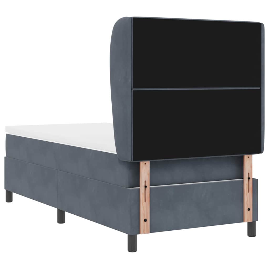 Box spring seng med madras Mørkegrå 200 x 90 cm Fløjl