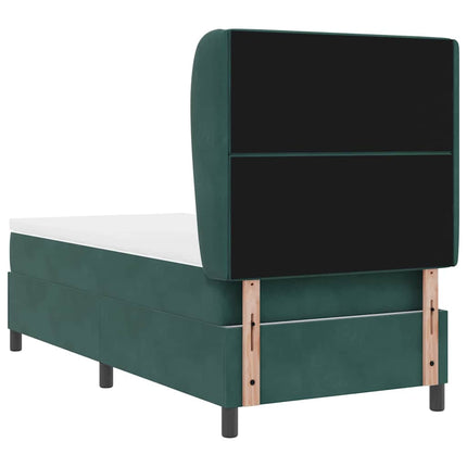Box spring seng med madras Mørkegrøn 200 x 90 cm Fløjl