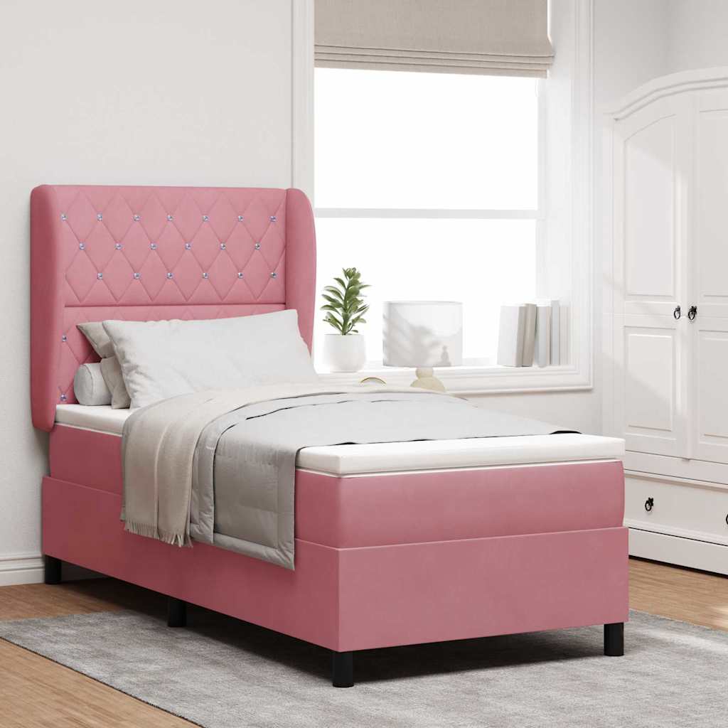 Box spring seng med hovedgrde Lyserd 200 x 90 cm Fljl