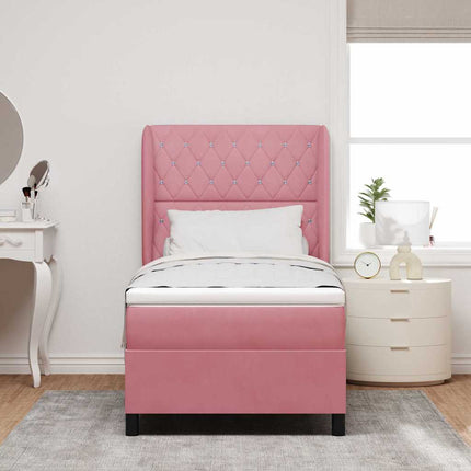 Box spring seng med hovedgærde Lyserød 200 x 90 cm Fløjl