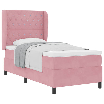 Box spring seng med hovedgærde Lyserød 200 x 90 cm Fløjl