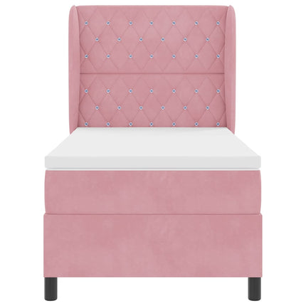 Box spring seng med hovedgærde Lyserød 200 x 90 cm Fløjl