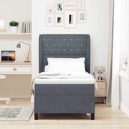 Box spring seng med madras Mørkegrå 200 x 100 cm Fløjl