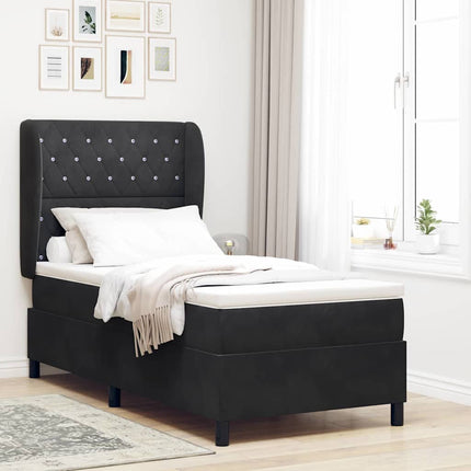 Box spring seng med madras Sort 200 x 100 cm Fløjl