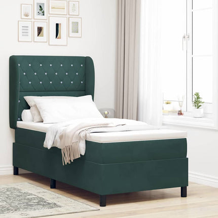Box spring seng med hovedgærde Mørkegrøn 200 x 100 cm Fløjl