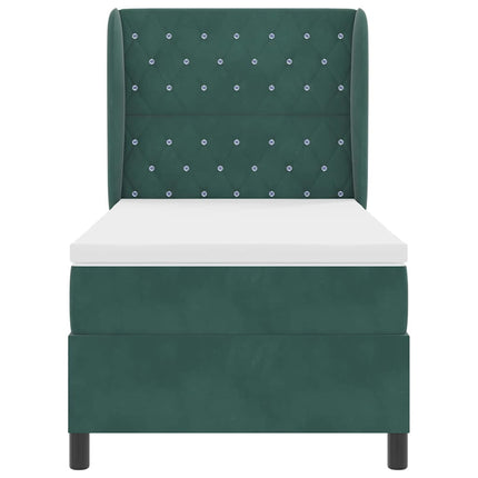 Box spring seng med hovedgærde Mørkegrøn 200 x 100 cm Fløjl