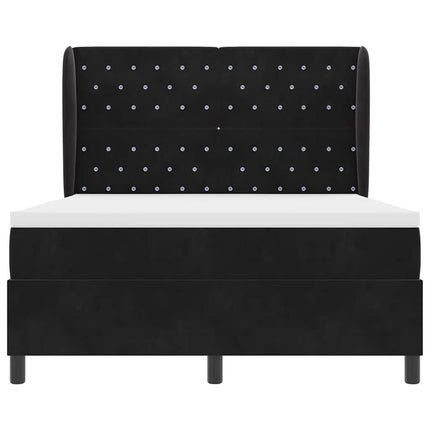Box spring seng med madras Sort 190 x 140 cm Fløjl