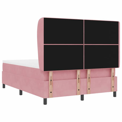 Box spring seng med hovedgærde Lyserød 190 x 140 cm Fløjl