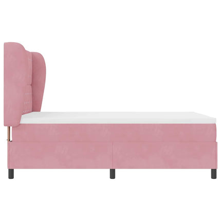 Box spring seng med hovedgærde Lyserød 190 x 140 cm Fløjl