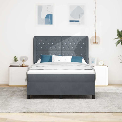 Box spring seng med madras Mørkegrå 200 x 140 cm Fløjl