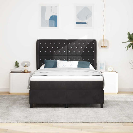 Box spring seng med madras Sort 200 x 140 cm Fløjl