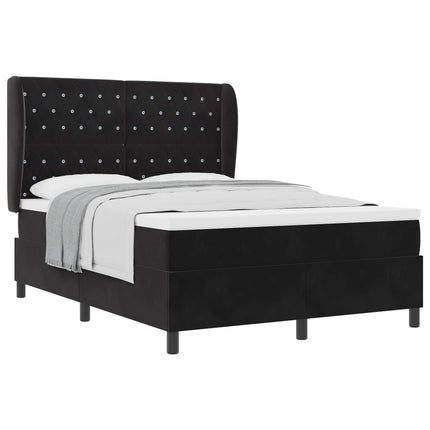 Box spring seng med madras Sort 200 x 140 cm Fløjl