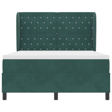 Box spring seng med hovedgærde Mørkegrøn 200 x 140 cm Fløjl