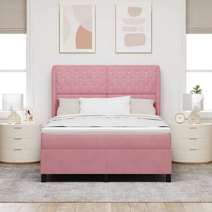 Box spring seng med madras Lyserød 200 x 140 cm Fløjl