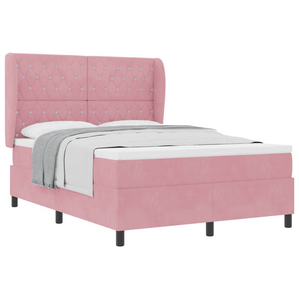 Box spring seng med madras Lyserød 200 x 140 cm Fløjl