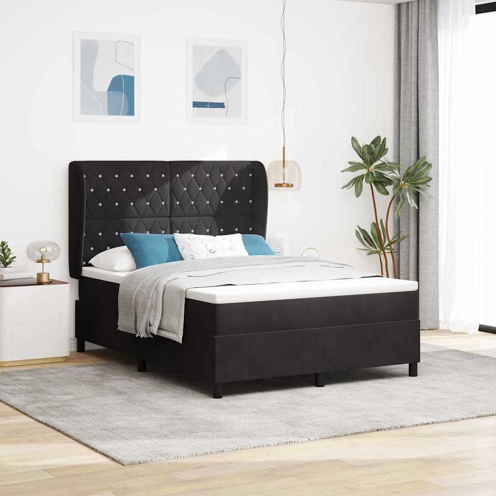 Kontinentalseng med madras 160 x 200 cm i sort fløjl