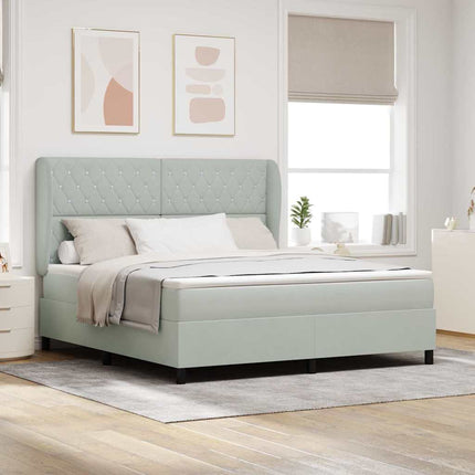 Box spring seng med madras Lysegrå 200 x 180 cm Fløjl