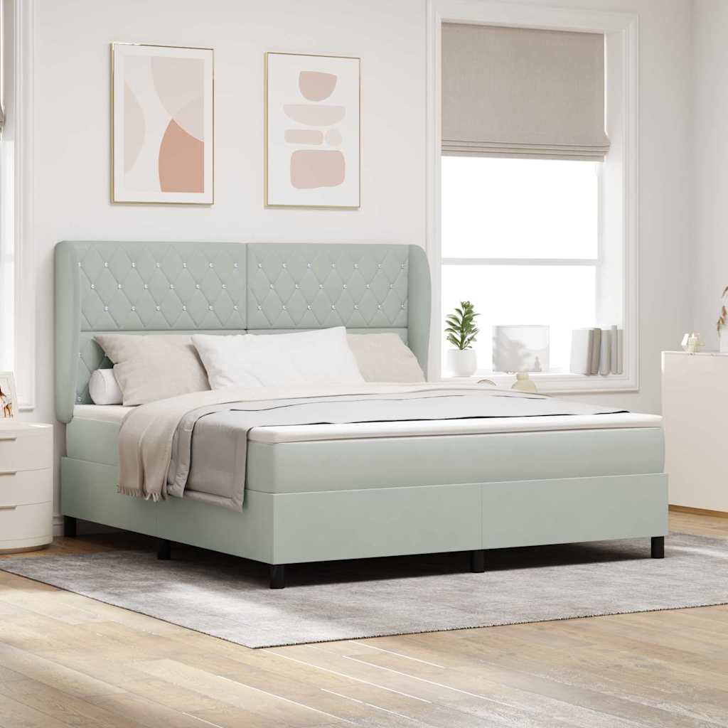 Box spring seng med madras Lysegr 200 x 180 cm Fljl