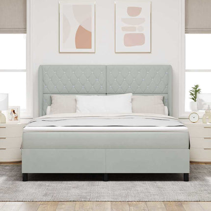 Box spring seng med madras Lysegrå 200 x 180 cm Fløjl