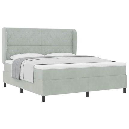 Box spring seng med madras Lysegrå 200 x 180 cm Fløjl