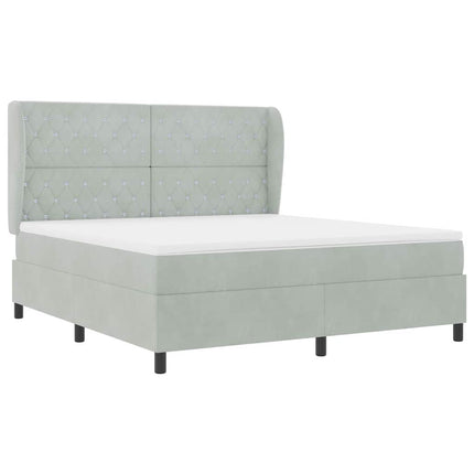 Box spring seng med madras Lysegrå 200 x 180 cm Fløjl