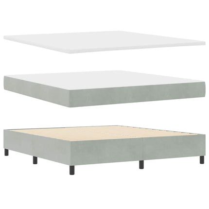 Box spring seng med madras Lysegrå 200 x 180 cm Fløjl