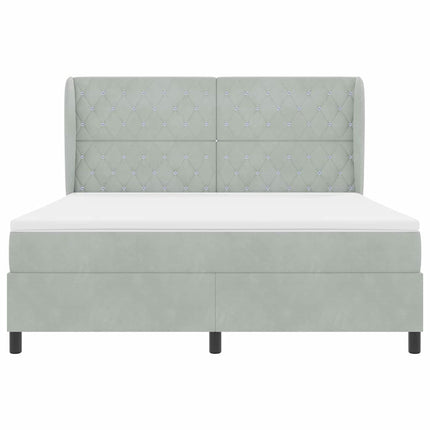 Box spring seng med madras Lysegrå 200 x 180 cm Fløjl
