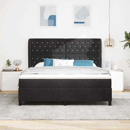Box spring seng med madras Sort 200 x 180 cm Fløjl